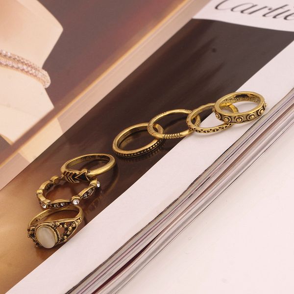 

states jewelry national wind restoring ancient ways personality exaggerated costly opal ring in combined packages, Slivery;golden