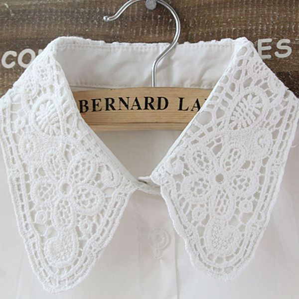 

women pure color lace detachable lapel choker necklace shirt fake false collar b2qe, Blue;purple