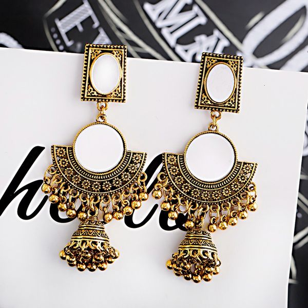 

dangle & chandelier egypt geometric bells tassel drop earrings jhumka oxidized gold color afghan ethnic turkish jewelry earring for women, Silver