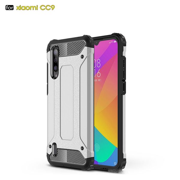 

heavy duty armor slim hard rubber cover silicone phone case for xiaomi cc9 hybrid back cover