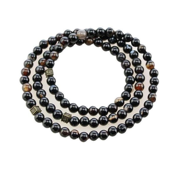 

6mm islamic prayer beads muslim rosary natural agates tasbih tassel pendant 99beads mohammed rosary for women men bracelet, Black