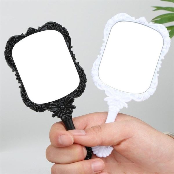 

plastic portable compact mirror european butterfly makeup mirrors high definition handle looking glass black white household items 1 75km b2