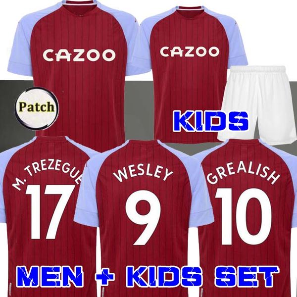 

aston villa occer soccer jerseys 2020 21 aston villa home grealish m. trezeguet wesley el ghazi hourihane douglas luiz mcginn man + kids, Black;yellow