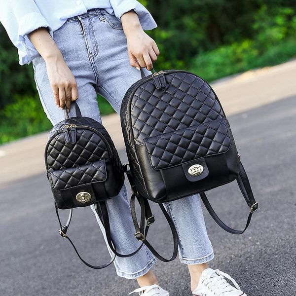 

мода черного pu кожаного рюкзака женского плед рюкзаки для девочек-подростков женщин срощенного повседневный малого мешок школы jllqmb nana