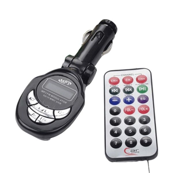 

4 in1 lcd auto car mp3 player wireless fm transmitter modulator with usb cd mmc remote kit black selling drop shipping