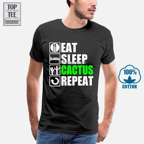 

красивая печать o-образным вырезом футболка +2017 прохладный eat sleep cactus repeat design men's tee рубашка с коротким рукавом тройники