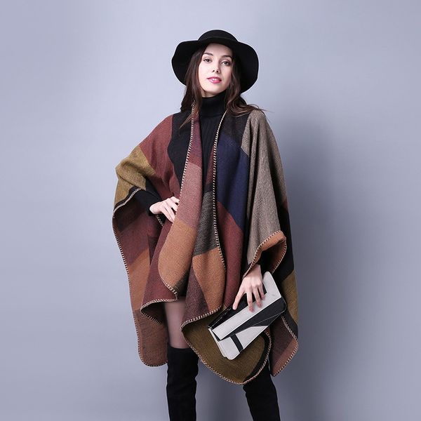 

2020 winter cashmere scarf women shawls warm blanket wraps female bandana thick print traveling scarves foulard, Blue;gray