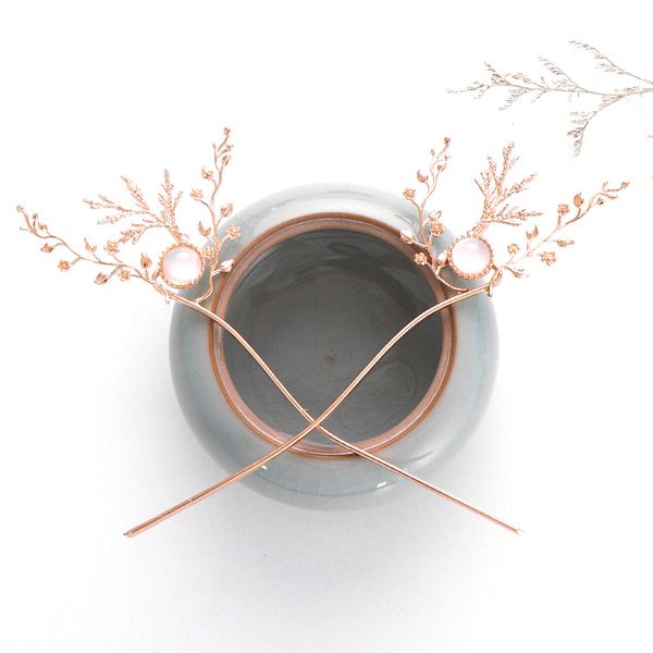 

forseven antique vintage chinese ethnic carved tree hair sticks long tassel hairpin wedding hair accessories pins tiara, Golden;silver
