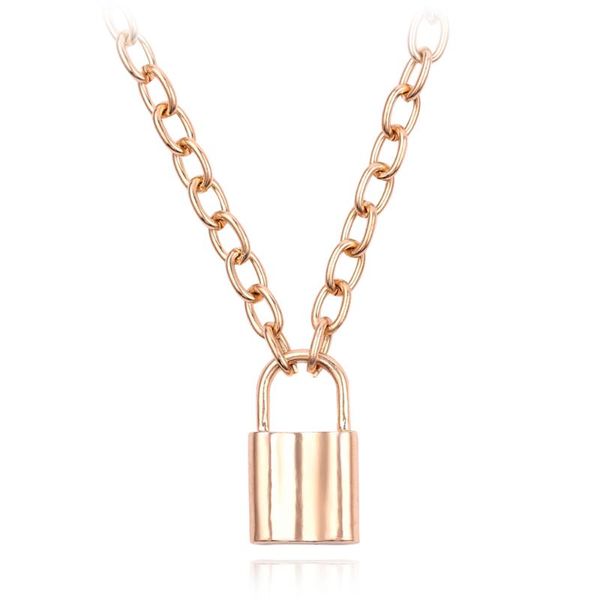 

pendant necklaces punk simple padlock necklace hip hop lock gothic chain jewelry, Silver