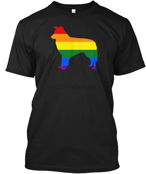 

men t shirt gay dog border collie rainbow gay flag women t-shirt
