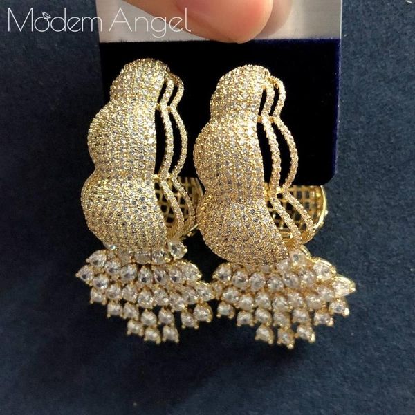 

dangle & chandelier modemangel arrived flower shape hoop earrings for women gift party luxury dubai nigeria cz crystal wedding je, Silver