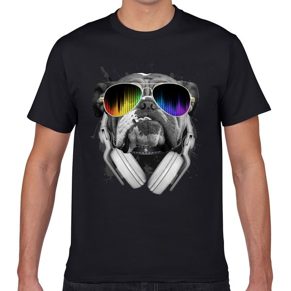 

t shirt men bulldog dj basic black geek short male tshirt xxxl