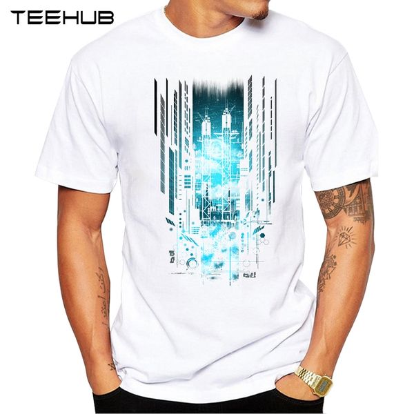 

2019 teehub men's fashion abstract scape printed t-shirt short sleeve novelty o-neck design cool tee