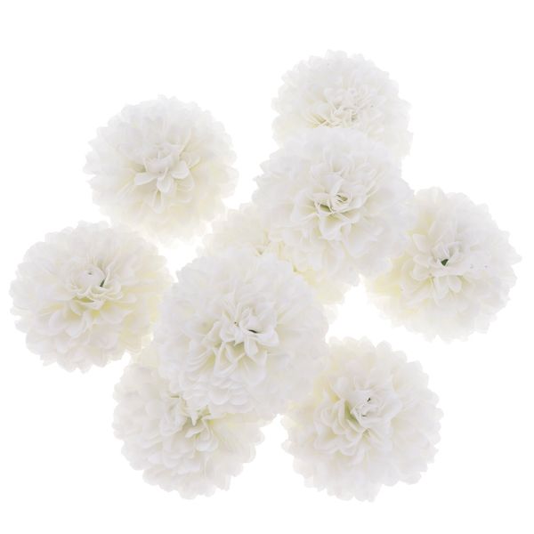 

10pcs artificial silk chrysanthemum flower heads bouquet wedding decor beige