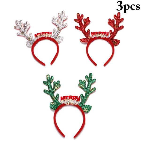 

christmas decorations 3pcs/set fashion headband creative cute antler decor festival hair hoop accessories party supplies