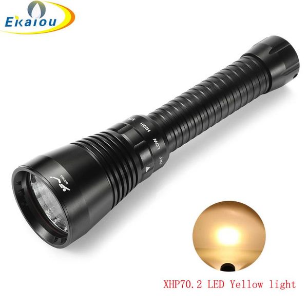 

flashlights torches xhp70.2 led waterproof yellow light high lumens diving 26650 torch underwater 100m spearfishing lamp