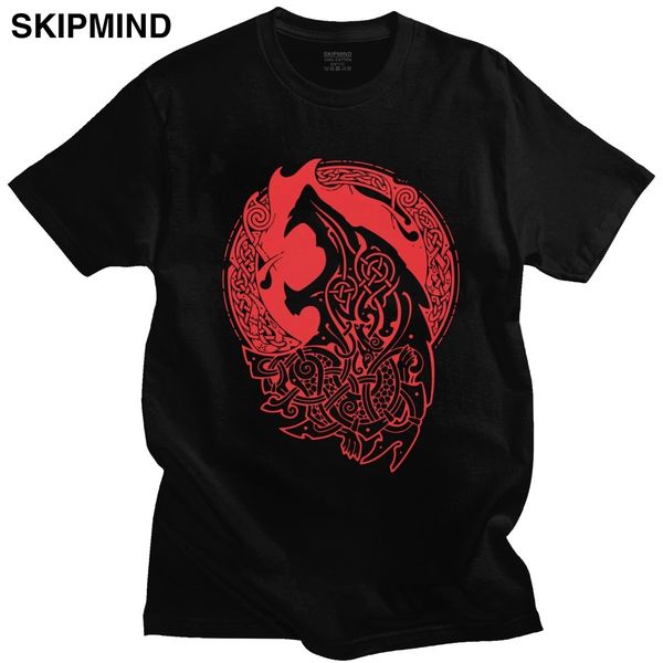 

stylish viking fenrir t shirts for men short sleeve casual loki's son monstrous wolf tshirt valhalla odin tee cotton t-shirt