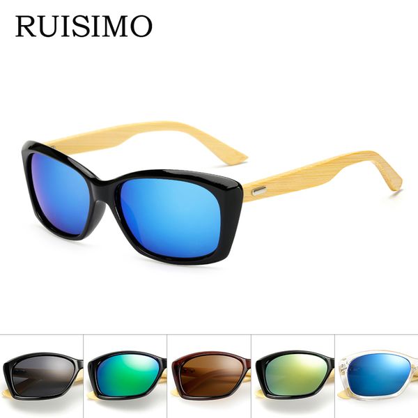 

original wooden bamboo sunglasses men women mirrored uv400 sun glasses real wood shades gold blue outdoor goggles sunglases male, White;black