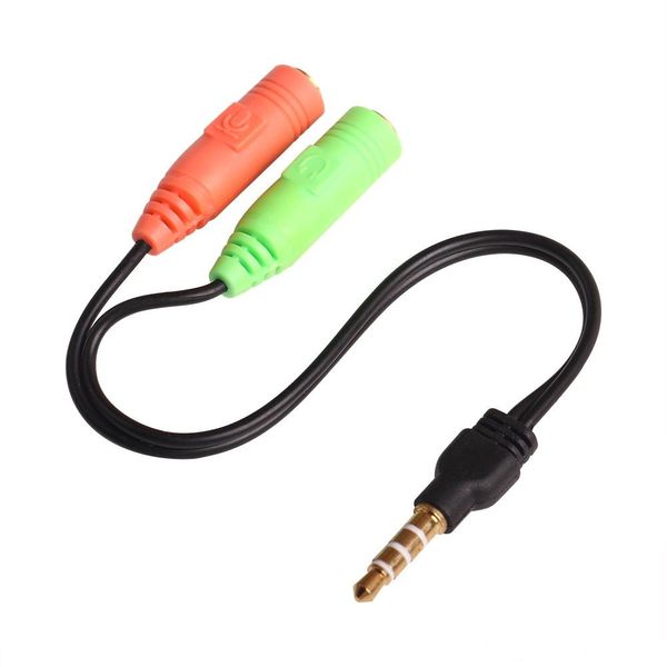 

male earphone headset 3.5mm 2 in 1 female to dual pc adapter audio cable worldwide promotion 100pcs