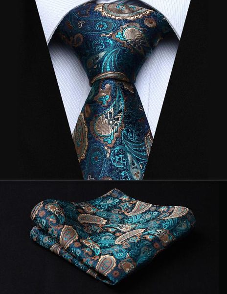 

classic paisley necktie handkerchief set green 8.5 cm silk woven men gift tie party wedding pocket square tp711q8s, Blue;purple