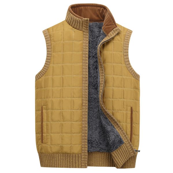 

warm fleece sleeveless jacket men winter vests men stand collar waistcoat vests zipper parka plus size xxl xxxl, Black;white