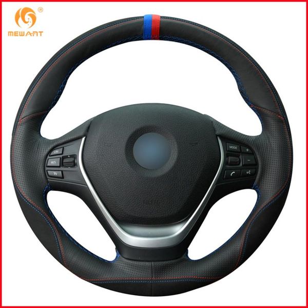 

mewant black leather black suede car steering wheel cover for f20 2012-2020 f45 2014-2020 f30 f31 f34 2013-2020 f32 f33 f36