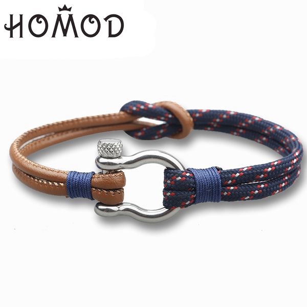 

charm bracelets homod stainless steel buckle umbrella rope leather bracelet fashion couple simple two color, Golden;silver