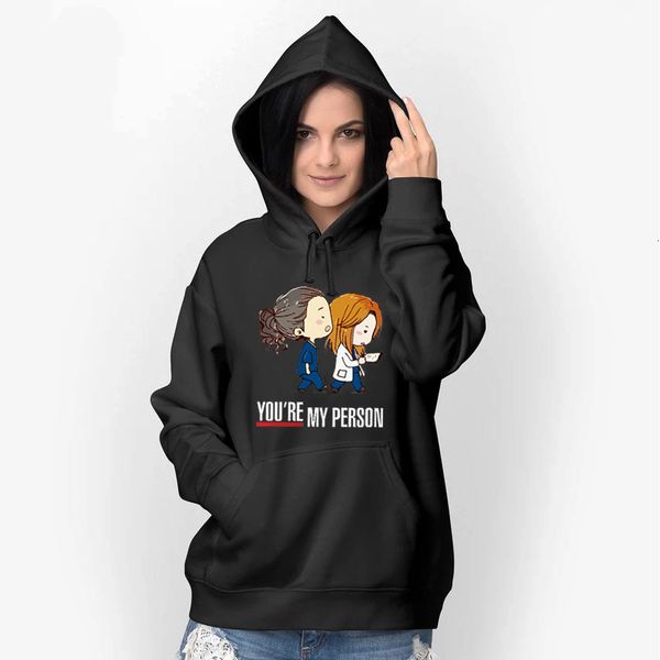 

hip hop hoodies women sweatshirt winter fleece hoodie you're my person sweatshirts greys anatomy ladies sudadera mujer female, Black