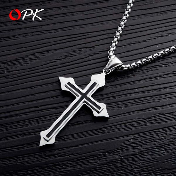 

chains brand jewelry cross necklace women titanium steel domineering korean fashion couple pendant male student jesus accessory, Silver