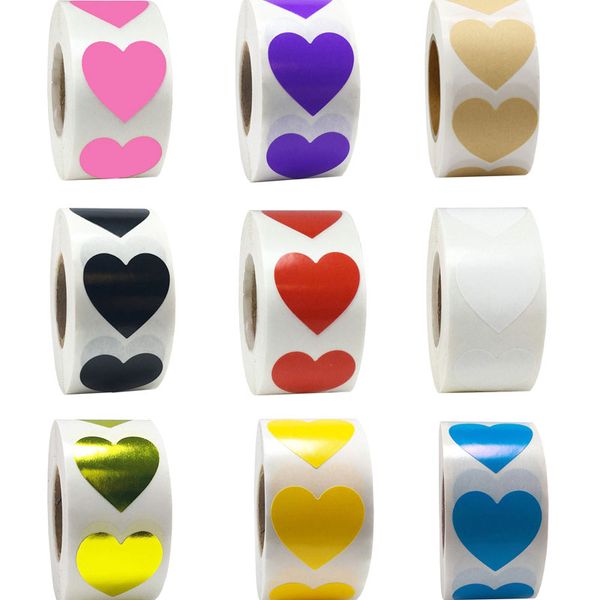 

500pcs 1inch roll new arrival creative heart shape stickers seal labels scrapbooking for package stationery wedding gift sticker