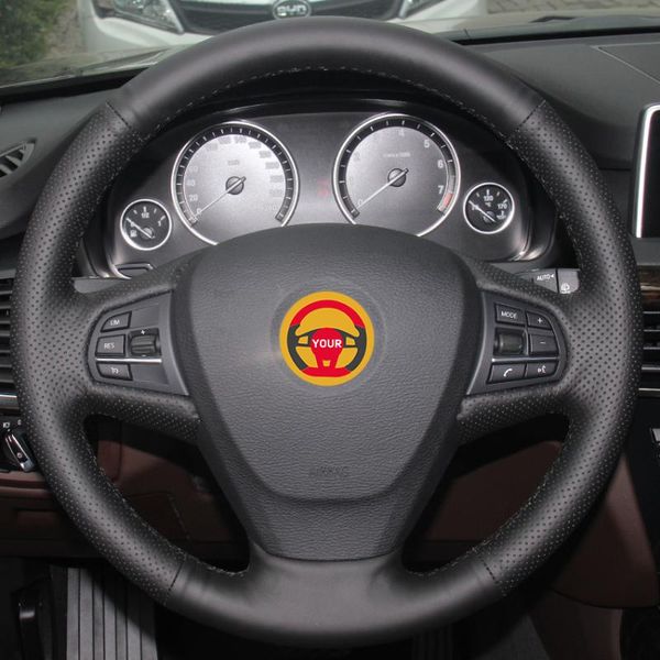 

black synthetic leather car steering wheel cover for f25 x3 2011-2020 f15 x5 2014
