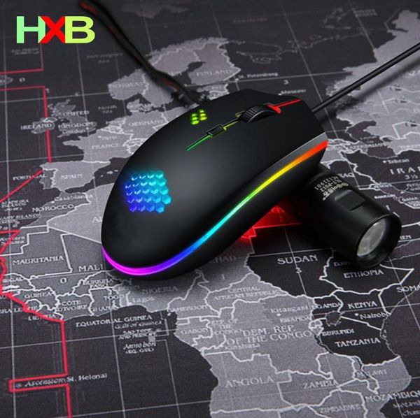 

mice hxb ergonomic mouse gaming usb wired pc 4 button led hole light business gamer mause with backlight for lapcomputer