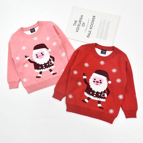 

christmas sweater for girls 3-8t autumn winter cute snowman double jersey kids knitted pullover red children clothes lovely, Blue