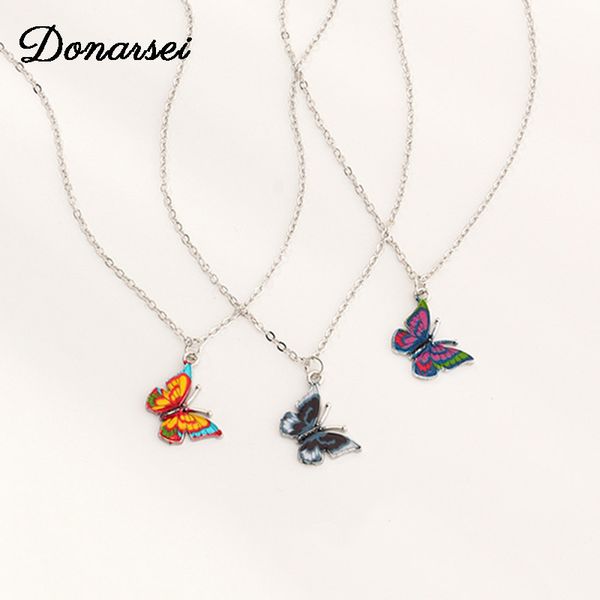 

chokers donarsei vintage colorful butterfly necklace for women fashion insect animal clavicle chain party, Golden;silver