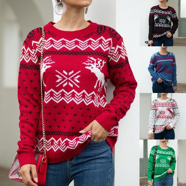 

women's sweaters 2021 autumn winter sweaterwomen christmas sweater long sleeve o-neck tree knitting femme cloth, White;black