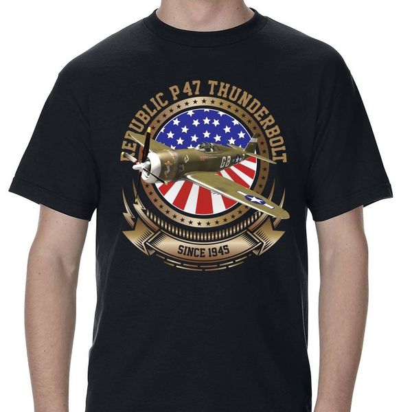 

2019 fashion world war 2 usa p-47 thunderbolt star and stripes men's t-shirt tee shirt
