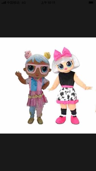 

cartoon doll costume big head doll girl mascot, Red;yellow