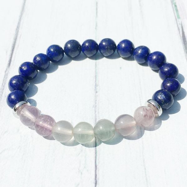 

mg0448 2020 new design gem stone bracelet third eye chakras yoga bracelet lapis lazuli fluorite beaded, Black