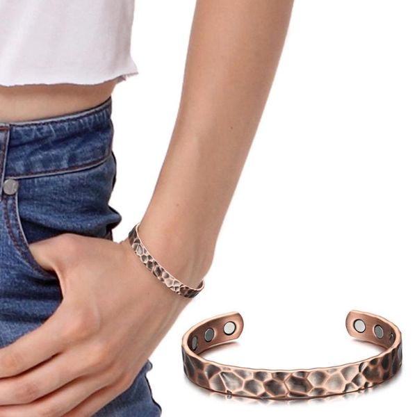 

welmag women's health care jewelry open antique copper plated bracelets bangles for charm magnetic energy bracelet femme 2020, Black
