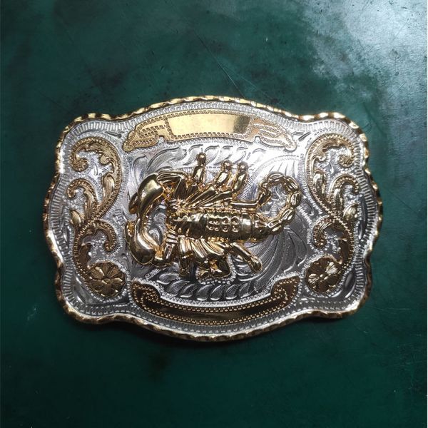 

1 pcs hebilla cinturon golden scorpion western cowboy belt buckle for men fit 4cm wide jeans belt head, Slivery;black