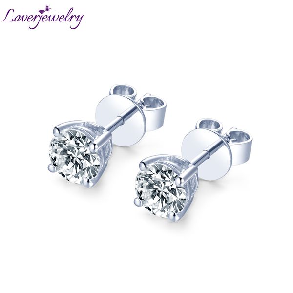 

14kt moissanite stud earrings white gold natural round moissanite earrings for women engagement wedding anniversary fine jewelry 200921, Golden;silver
