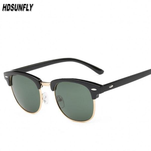 

men uv400 sunglasses men women luxury vintage semi-rimless brand designer fashion mirror shades for female rays sun glasses, White;black