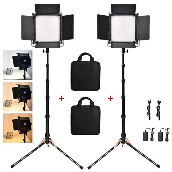 

fosoto 2 in 1 kit led video light 3200-5600k 40w pgraphic lamps with tripods led studio lamps for youtube camera p