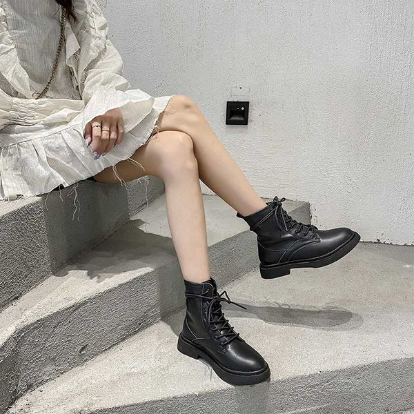 

xiuningyan soft leather women boots british style short boots 2020 women casual shoes woman motorcycle botas mujer shoes, Black