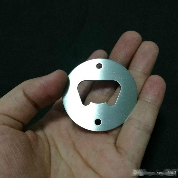 

2 style stainless steel bottle opener part with countersunk holes round or custom shaped metal strong polished bottle opener insert parts