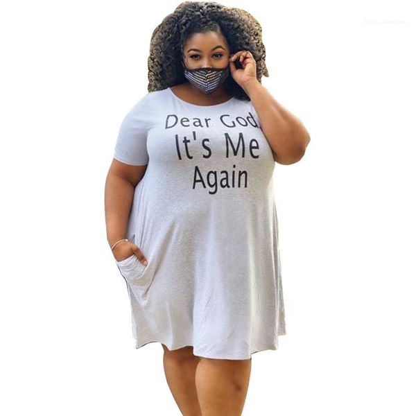 

womens dresses fashion letter pattern loose tshirt dresses casual short sleeve natural color dresses plus size women clothing, Black;gray