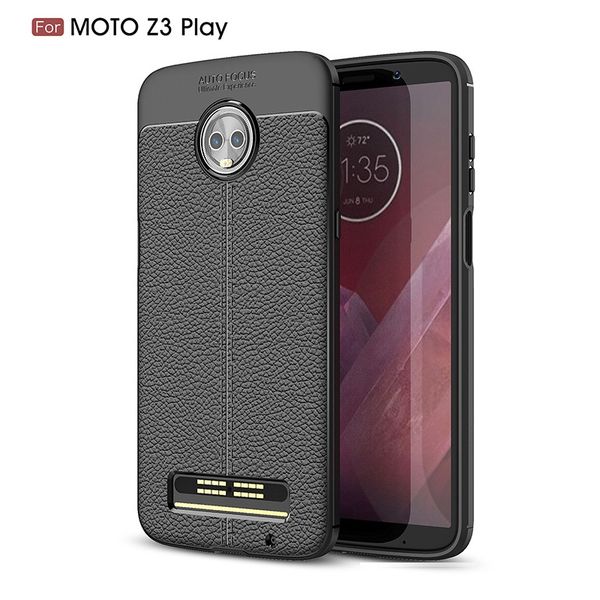 

for moto z3 play case ultra thin slim silicone litchi grain tpu leather shockproof absorption bumper protective cover