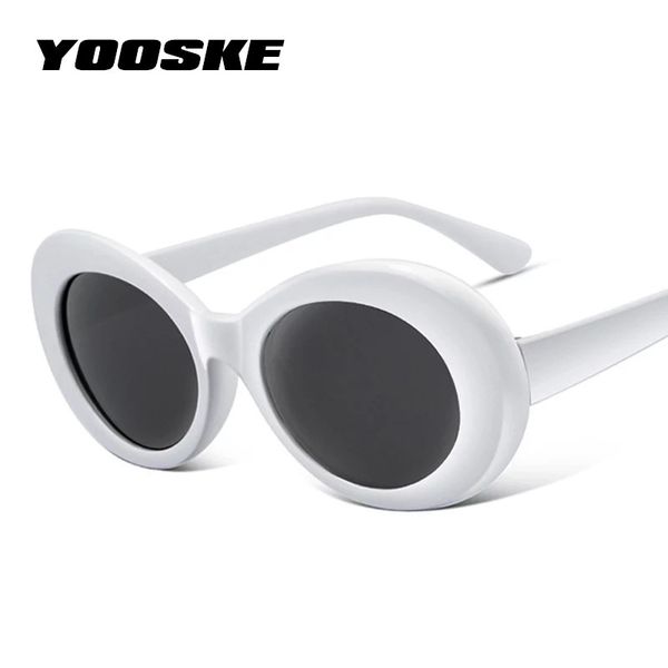 

yooske women clout goggles glasses men nirvana kurt cobain sunglasses female male oval sun glasses black white eyewear uv400, White;black