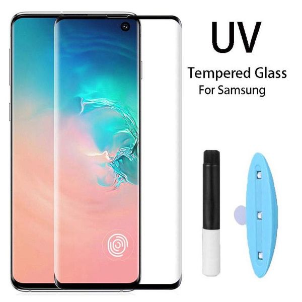 

uv full curved liquid glue screen tempered glass protector for samsung s8/s9/s10 plus note8/9 s10 note10 huawei p30 mate20 pro