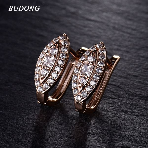 

budong fashion unique hoop earrings for women silver/gold-color hoop earrings white crystal cz earing eye jewelry xue192, Golden;silver